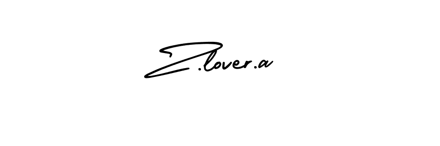 The best way (AmerikaSignatureDemo-Regular) to make a short signature is to pick only two or three words in your name. The name Z.lover.a include a total of six letters. For converting this name. Z.lover.a signature style 3 images and pictures png