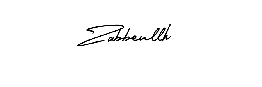 How to make Zabbeullh name signature. Use AmerikaSignatureDemo-Regular style for creating short signs online. This is the latest handwritten sign. Zabbeullh signature style 3 images and pictures png