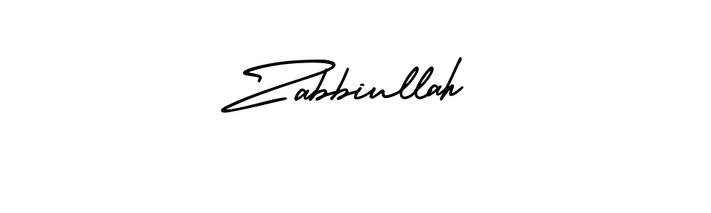 How to make Zabbiullah name signature. Use AmerikaSignatureDemo-Regular style for creating short signs online. This is the latest handwritten sign. Zabbiullah signature style 3 images and pictures png