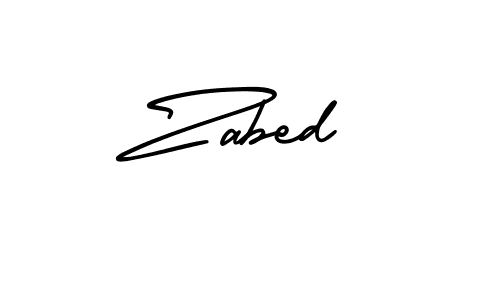Use a signature maker to create a handwritten signature online. With this signature software, you can design (AmerikaSignatureDemo-Regular) your own signature for name Zabed. Zabed signature style 3 images and pictures png