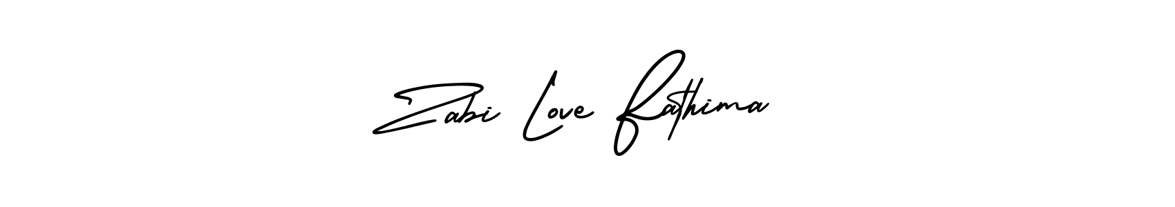 The best way (AmerikaSignatureDemo-Regular) to make a short signature is to pick only two or three words in your name. The name Zabi Love Fathima include a total of six letters. For converting this name. Zabi Love Fathima signature style 3 images and pictures png