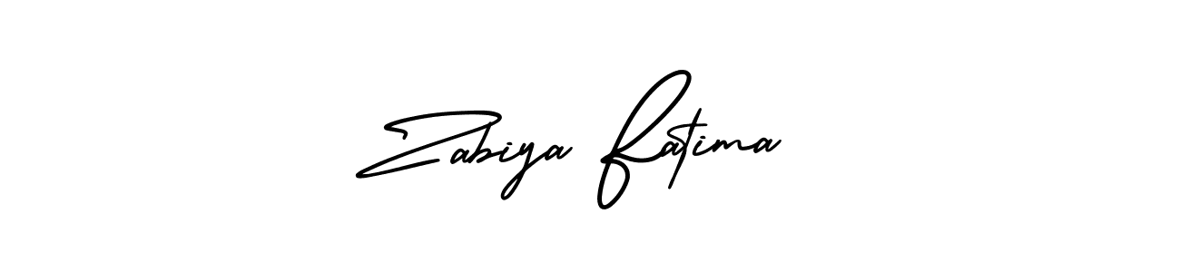 The best way (AmerikaSignatureDemo-Regular) to make a short signature is to pick only two or three words in your name. The name Zabiya Fatima include a total of six letters. For converting this name. Zabiya Fatima signature style 3 images and pictures png