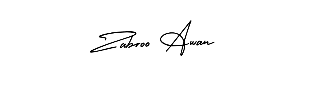 This is the best signature style for the Zabroo Awan name. Also you like these signature font (AmerikaSignatureDemo-Regular). Mix name signature. Zabroo Awan signature style 3 images and pictures png