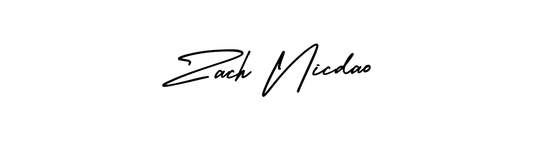 How to make Zach Nicdao name signature. Use AmerikaSignatureDemo-Regular style for creating short signs online. This is the latest handwritten sign. Zach Nicdao signature style 3 images and pictures png