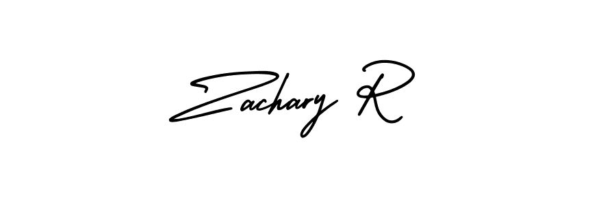 How to make Zachary R name signature. Use AmerikaSignatureDemo-Regular style for creating short signs online. This is the latest handwritten sign. Zachary R signature style 3 images and pictures png