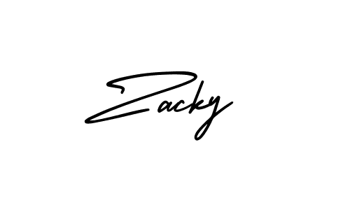 Zacky stylish signature style. Best Handwritten Sign (AmerikaSignatureDemo-Regular) for my name. Handwritten Signature Collection Ideas for my name Zacky. Zacky signature style 3 images and pictures png