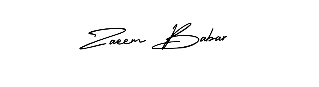 The best way (AmerikaSignatureDemo-Regular) to make a short signature is to pick only two or three words in your name. The name Zaeem Babar include a total of six letters. For converting this name. Zaeem Babar signature style 3 images and pictures png