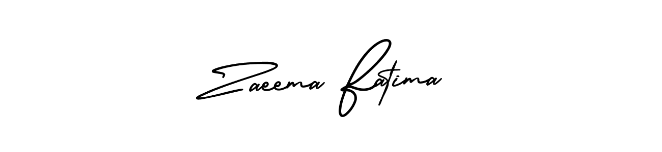 Make a beautiful signature design for name Zaeema Fatima. With this signature (AmerikaSignatureDemo-Regular) style, you can create a handwritten signature for free. Zaeema Fatima signature style 3 images and pictures png