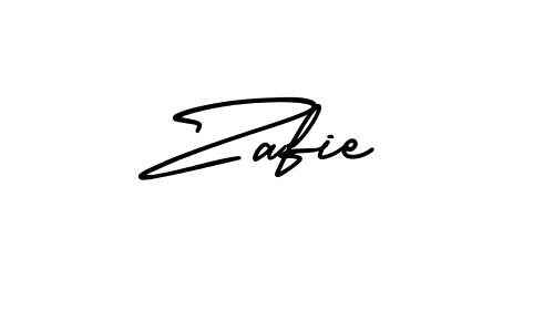 The best way (AmerikaSignatureDemo-Regular) to make a short signature is to pick only two or three words in your name. The name Zafie include a total of six letters. For converting this name. Zafie signature style 3 images and pictures png