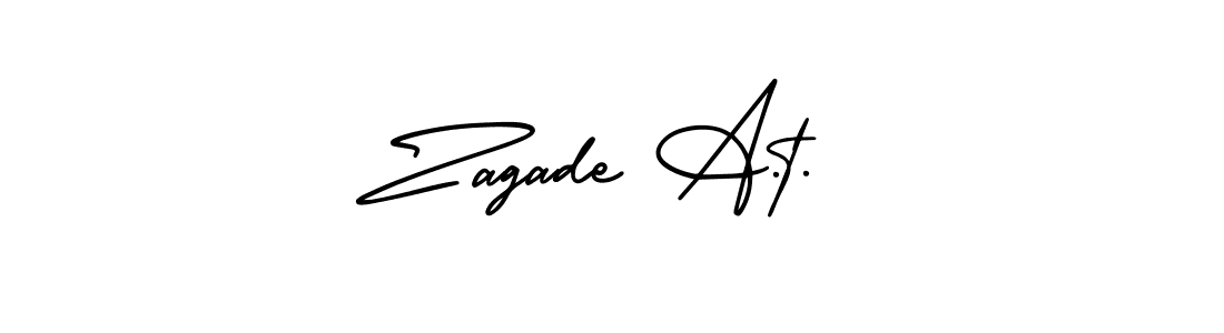 How to make Zagade A.t. name signature. Use AmerikaSignatureDemo-Regular style for creating short signs online. This is the latest handwritten sign. Zagade A.t. signature style 3 images and pictures png