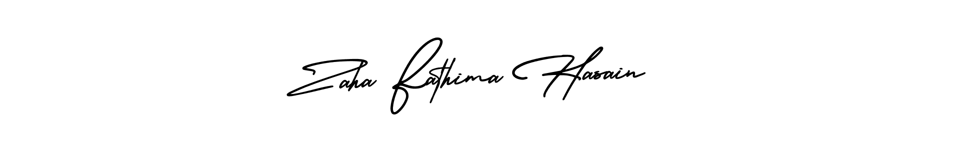 The best way (AmerikaSignatureDemo-Regular) to make a short signature is to pick only two or three words in your name. The name Zaha Fathima Hasain include a total of six letters. For converting this name. Zaha Fathima Hasain signature style 3 images and pictures png