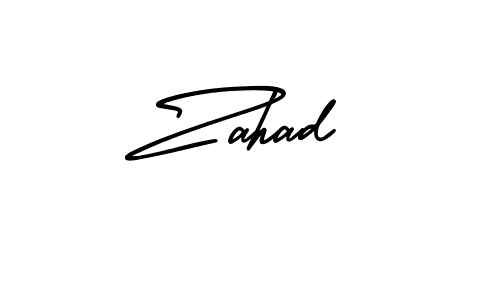 How to make Zahad signature? AmerikaSignatureDemo-Regular is a professional autograph style. Create handwritten signature for Zahad name. Zahad signature style 3 images and pictures png
