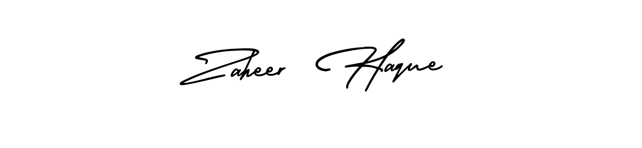You should practise on your own different ways (AmerikaSignatureDemo-Regular) to write your name (Zaheer  Haque) in signature. don't let someone else do it for you. Zaheer  Haque signature style 3 images and pictures png