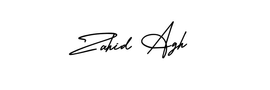 You should practise on your own different ways (AmerikaSignatureDemo-Regular) to write your name (Zahid Agh) in signature. don't let someone else do it for you. Zahid Agh signature style 3 images and pictures png