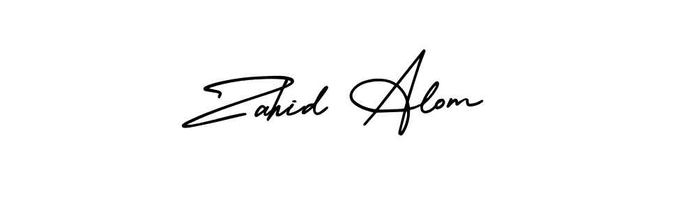 You should practise on your own different ways (AmerikaSignatureDemo-Regular) to write your name (Zahid Alom) in signature. don't let someone else do it for you. Zahid Alom signature style 3 images and pictures png