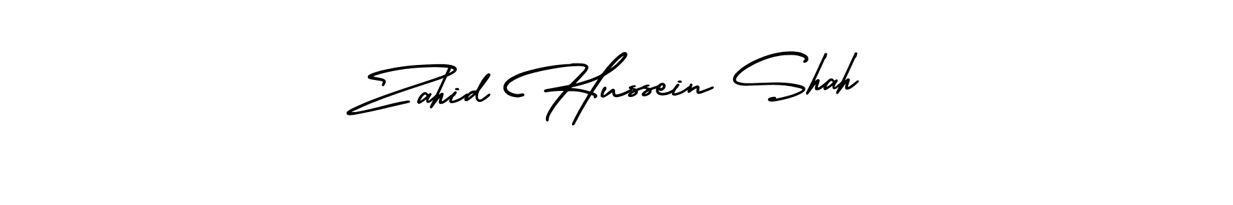 The best way (AmerikaSignatureDemo-Regular) to make a short signature is to pick only two or three words in your name. The name Zahid Hussein Shah include a total of six letters. For converting this name. Zahid Hussein Shah signature style 3 images and pictures png