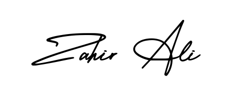 The AmerikaSignatureDemo-Regular typeface gives name Zahir Ali a refined look. Suitable for certificates, diplomas, and official verification. Zahir Ali signature style 3 images and pictures png