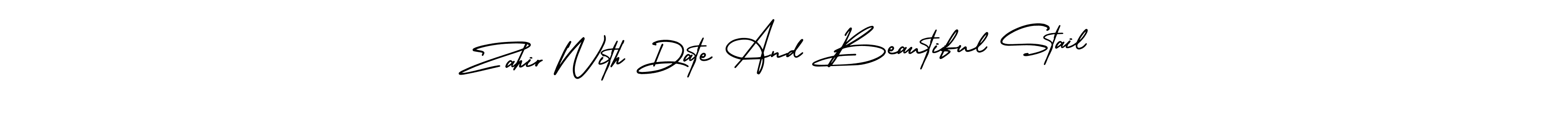 The best way (AmerikaSignatureDemo-Regular) to make a short signature is to pick only two or three words in your name. The name Zahir With Date And Beautiful Stail include a total of six letters. For converting this name. Zahir With Date And Beautiful Stail signature style 3 images and pictures png