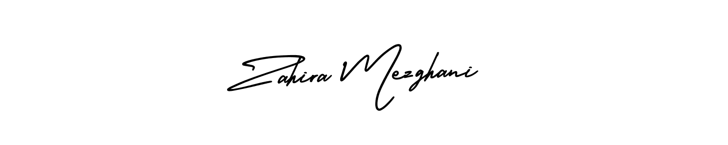 AmerikaSignatureDemo-Regular is a professional signature style that is perfect for those who want to add a touch of class to their signature. It is also a great choice for those who want to make their signature more unique. Get Zahira Mezghani name to fancy signature for free. Zahira Mezghani signature style 3 images and pictures png