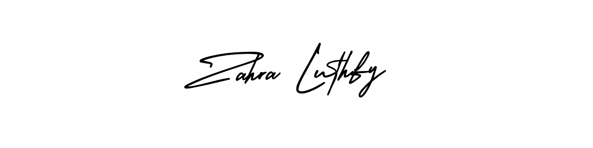 How to make Zahra Luthfy signature? AmerikaSignatureDemo-Regular is a professional autograph style. Create handwritten signature for Zahra Luthfy name. Zahra Luthfy signature style 3 images and pictures png