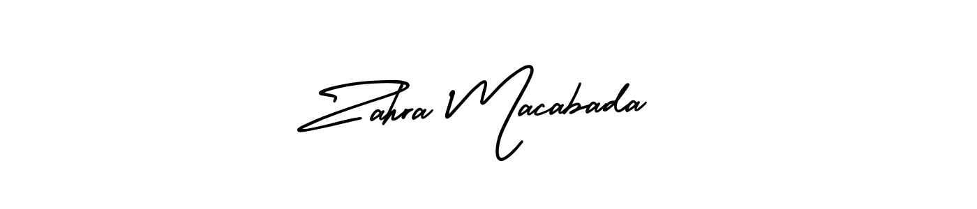 The best way (AmerikaSignatureDemo-Regular) to make a short signature is to pick only two or three words in your name. The name Zahra Macabada include a total of six letters. For converting this name. Zahra Macabada signature style 3 images and pictures png