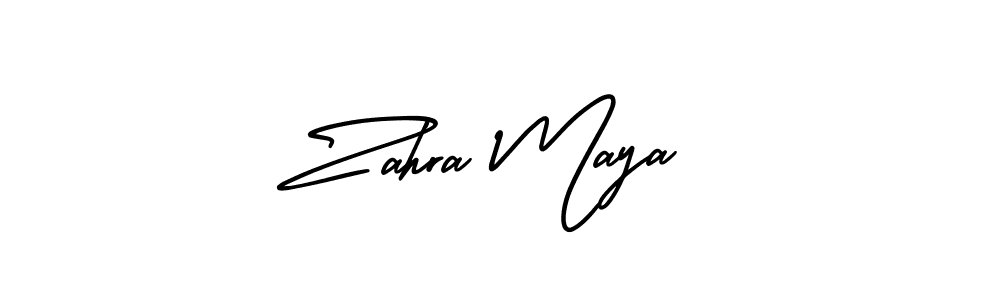 How to make Zahra Maya name signature. Use AmerikaSignatureDemo-Regular style for creating short signs online. This is the latest handwritten sign. Zahra Maya signature style 3 images and pictures png