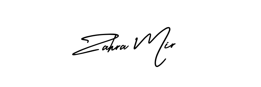 You should practise on your own different ways (AmerikaSignatureDemo-Regular) to write your name (Zahra Mir) in signature. don't let someone else do it for you. Zahra Mir signature style 3 images and pictures png