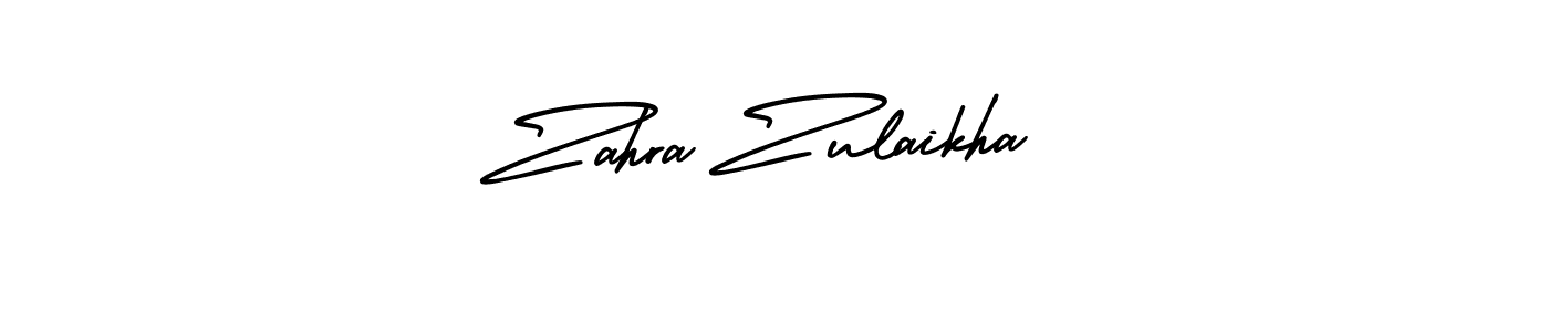 Zahra Zulaikha stylish signature style. Best Handwritten Sign (AmerikaSignatureDemo-Regular) for my name. Handwritten Signature Collection Ideas for my name Zahra Zulaikha. Zahra Zulaikha signature style 3 images and pictures png