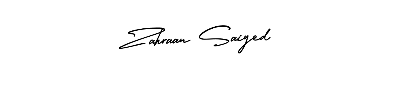 The best way (AmerikaSignatureDemo-Regular) to make a short signature is to pick only two or three words in your name. The name Zahraan Saiyed include a total of six letters. For converting this name. Zahraan Saiyed signature style 3 images and pictures png