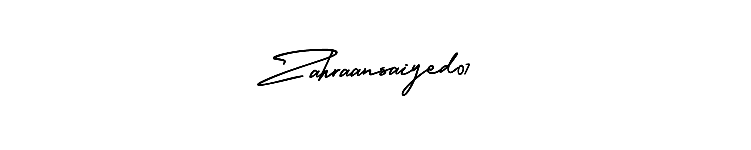 This is the best signature style for the Zahraansaiyed07 name. Also you like these signature font (AmerikaSignatureDemo-Regular). Mix name signature. Zahraansaiyed07 signature style 3 images and pictures png