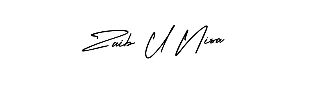 Zaib U Nisa stylish signature style. Best Handwritten Sign (AmerikaSignatureDemo-Regular) for my name. Handwritten Signature Collection Ideas for my name Zaib U Nisa. Zaib U Nisa signature style 3 images and pictures png