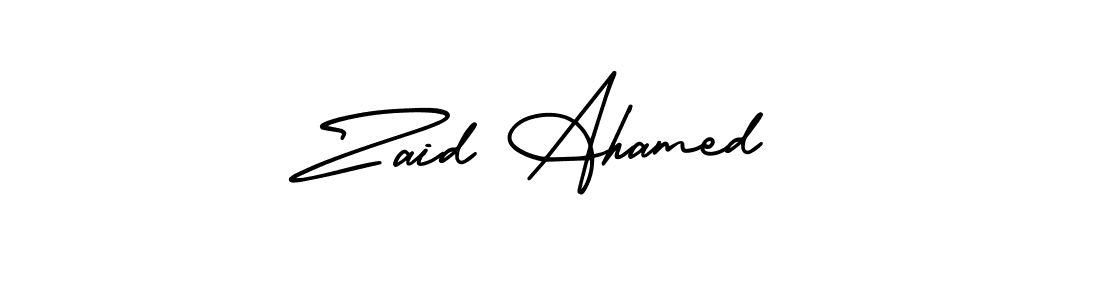 You should practise on your own different ways (AmerikaSignatureDemo-Regular) to write your name (Zaid Ahamed) in signature. don't let someone else do it for you. Zaid Ahamed signature style 3 images and pictures png