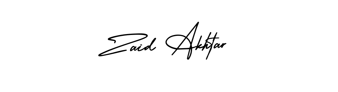 The best way (AmerikaSignatureDemo-Regular) to make a short signature is to pick only two or three words in your name. The name Zaid Akhtar include a total of six letters. For converting this name. Zaid Akhtar signature style 3 images and pictures png
