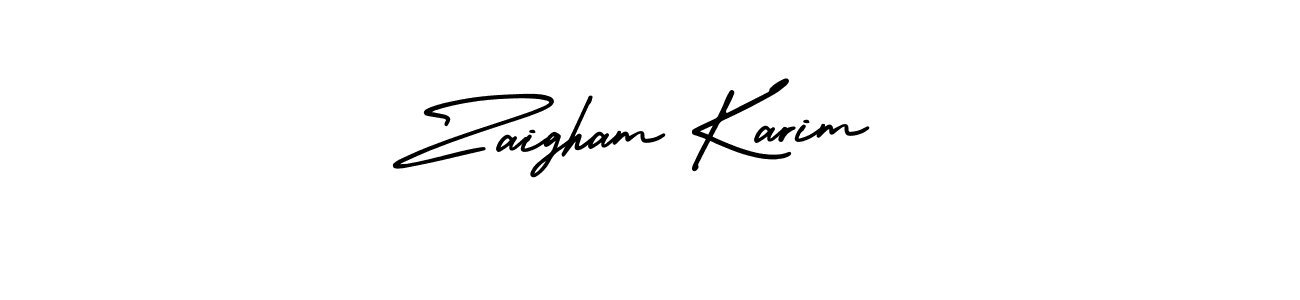 Zaigham Karim stylish signature style. Best Handwritten Sign (AmerikaSignatureDemo-Regular) for my name. Handwritten Signature Collection Ideas for my name Zaigham Karim. Zaigham Karim signature style 3 images and pictures png