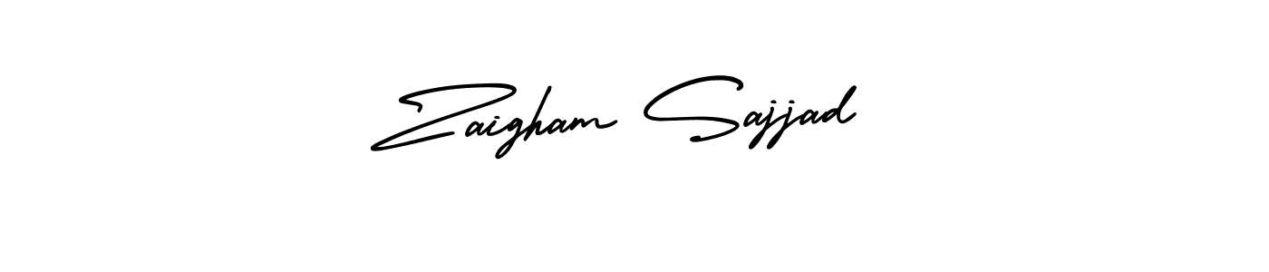 How to Draw Zaigham Sajjad signature style? AmerikaSignatureDemo-Regular is a latest design signature styles for name Zaigham Sajjad. Zaigham Sajjad signature style 3 images and pictures png