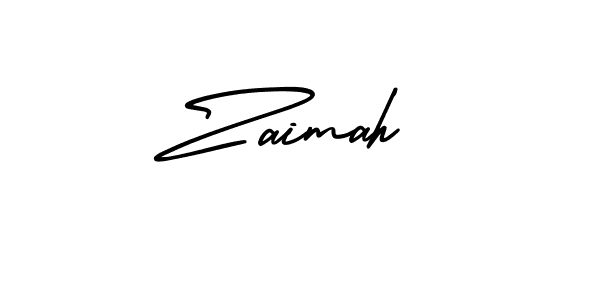 How to make Zaimah name signature. Use AmerikaSignatureDemo-Regular style for creating short signs online. This is the latest handwritten sign. Zaimah signature style 3 images and pictures png