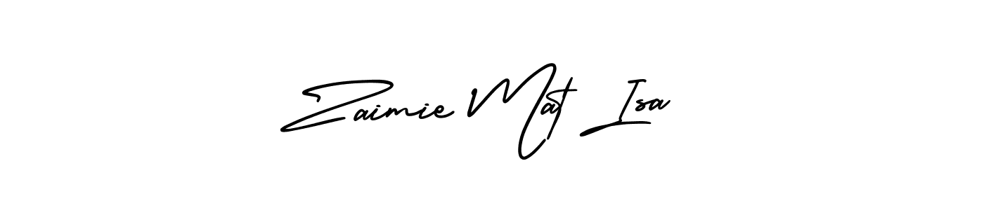 The best way (AmerikaSignatureDemo-Regular) to make a short signature is to pick only two or three words in your name. The name Zaimie Mat Isa include a total of six letters. For converting this name. Zaimie Mat Isa signature style 3 images and pictures png