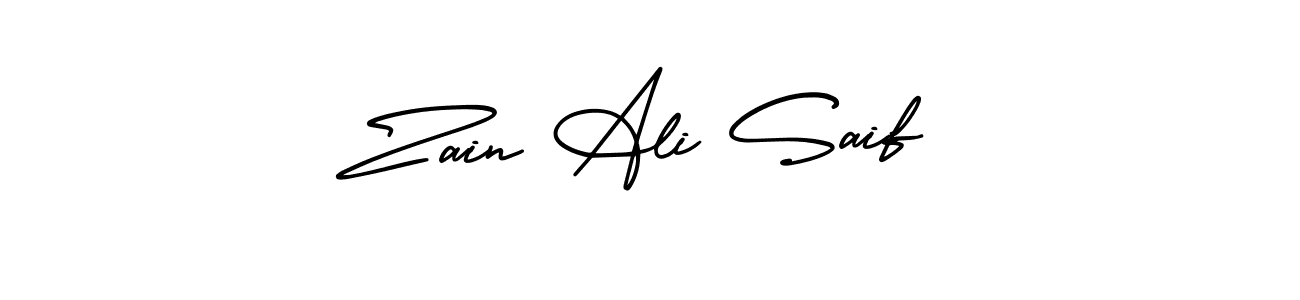 The best way (AmerikaSignatureDemo-Regular) to make a short signature is to pick only two or three words in your name. The name Zain Ali Saif include a total of six letters. For converting this name. Zain Ali Saif signature style 3 images and pictures png