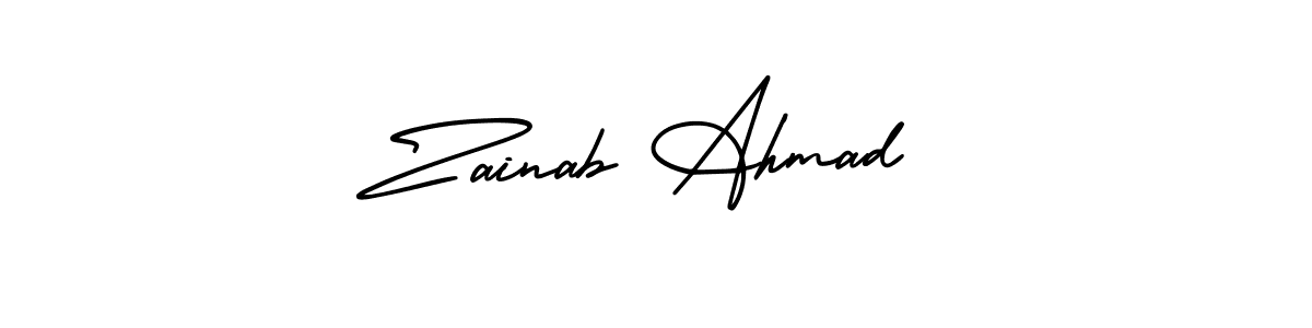 How to make Zainab Ahmad signature? AmerikaSignatureDemo-Regular is a professional autograph style. Create handwritten signature for Zainab Ahmad name. Zainab Ahmad signature style 3 images and pictures png