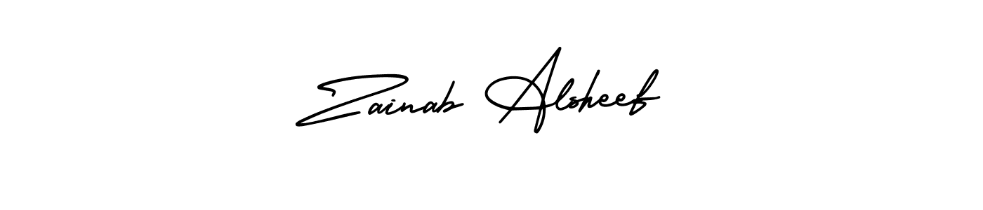 Make a beautiful signature design for name Zainab Alsheef. With this signature (AmerikaSignatureDemo-Regular) style, you can create a handwritten signature for free. Zainab Alsheef signature style 3 images and pictures png