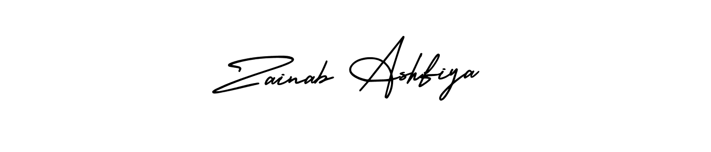 Zainab Ashfiya stylish signature style. Best Handwritten Sign (AmerikaSignatureDemo-Regular) for my name. Handwritten Signature Collection Ideas for my name Zainab Ashfiya. Zainab Ashfiya signature style 3 images and pictures png