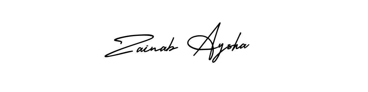Use a signature maker to create a handwritten signature online. With this signature software, you can design (AmerikaSignatureDemo-Regular) your own signature for name Zainab Aysha. Zainab Aysha signature style 3 images and pictures png