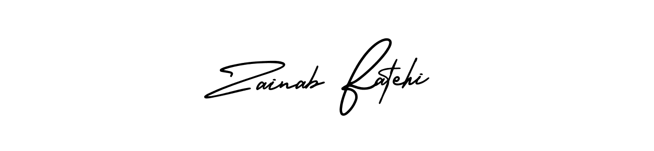 It looks lik you need a new signature style for name Zainab Fatehi. Design unique handwritten (AmerikaSignatureDemo-Regular) signature with our free signature maker in just a few clicks. Zainab Fatehi signature style 3 images and pictures png
