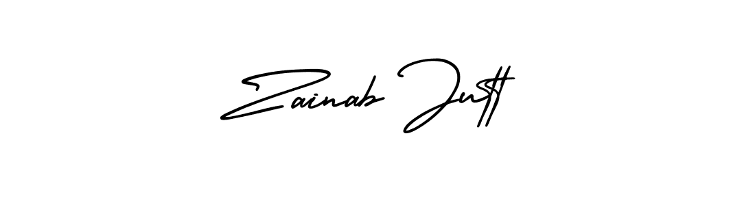 The best way (AmerikaSignatureDemo-Regular) to make a short signature is to pick only two or three words in your name. The name Zainab Jutt include a total of six letters. For converting this name. Zainab Jutt signature style 3 images and pictures png