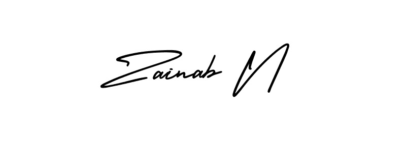 How to make Zainab N signature? AmerikaSignatureDemo-Regular is a professional autograph style. Create handwritten signature for Zainab N name. Zainab N signature style 3 images and pictures png