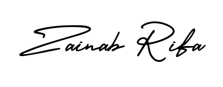 Looking for an artistic signature for Zainab Rifa? The AmerikaSignatureDemo-Regular calligraphy style gives a sophisticated flow suitable for business cards and emails. Zainab Rifa signature style 3 images and pictures png