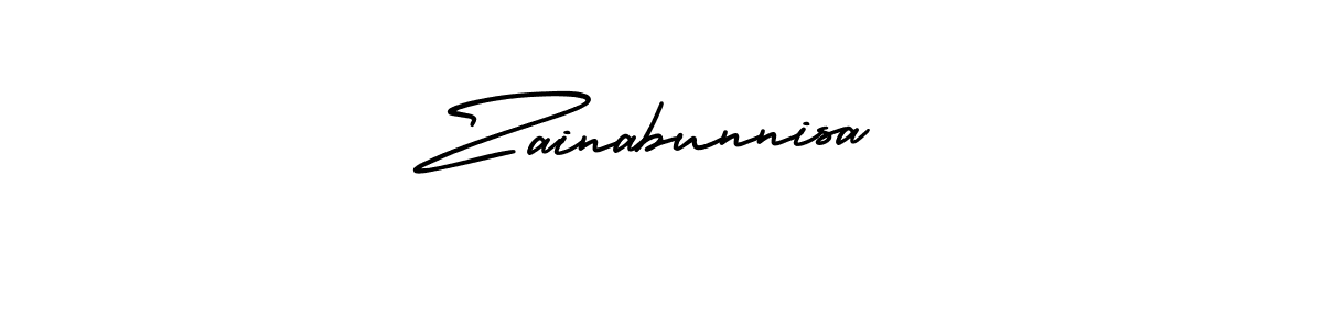 Zainabunnisa stylish signature style. Best Handwritten Sign (AmerikaSignatureDemo-Regular) for my name. Handwritten Signature Collection Ideas for my name Zainabunnisa. Zainabunnisa signature style 3 images and pictures png