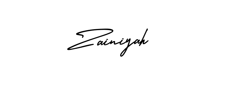 It looks lik you need a new signature style for name Zainiyah. Design unique handwritten (AmerikaSignatureDemo-Regular) signature with our free signature maker in just a few clicks. Zainiyah signature style 3 images and pictures png