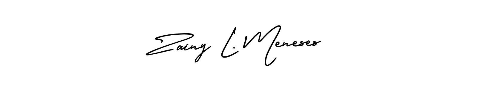 This is the best signature style for the Zainy L. Meneses name. Also you like these signature font (AmerikaSignatureDemo-Regular). Mix name signature. Zainy L. Meneses signature style 3 images and pictures png