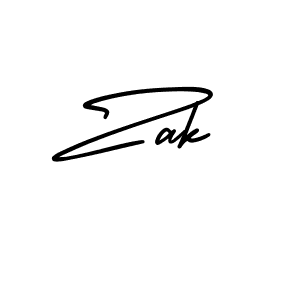 Zak stylish signature style. Best Handwritten Sign (AmerikaSignatureDemo-Regular) for my name. Handwritten Signature Collection Ideas for my name Zak. Zak signature style 3 images and pictures png
